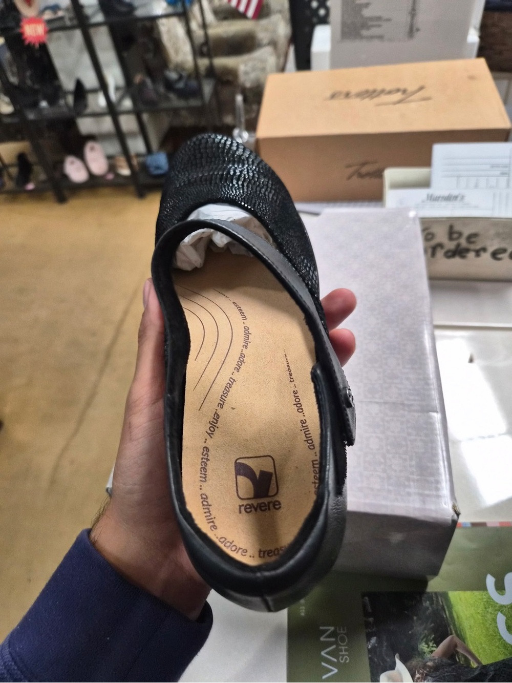 Reverse Black Textured Mary Jane Flat